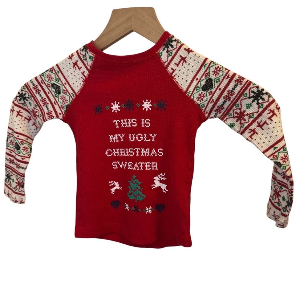 Arizona Jean Co Ugly Christmas Waffle Knit Shirt Toddler 2T Fair Isle Holiday